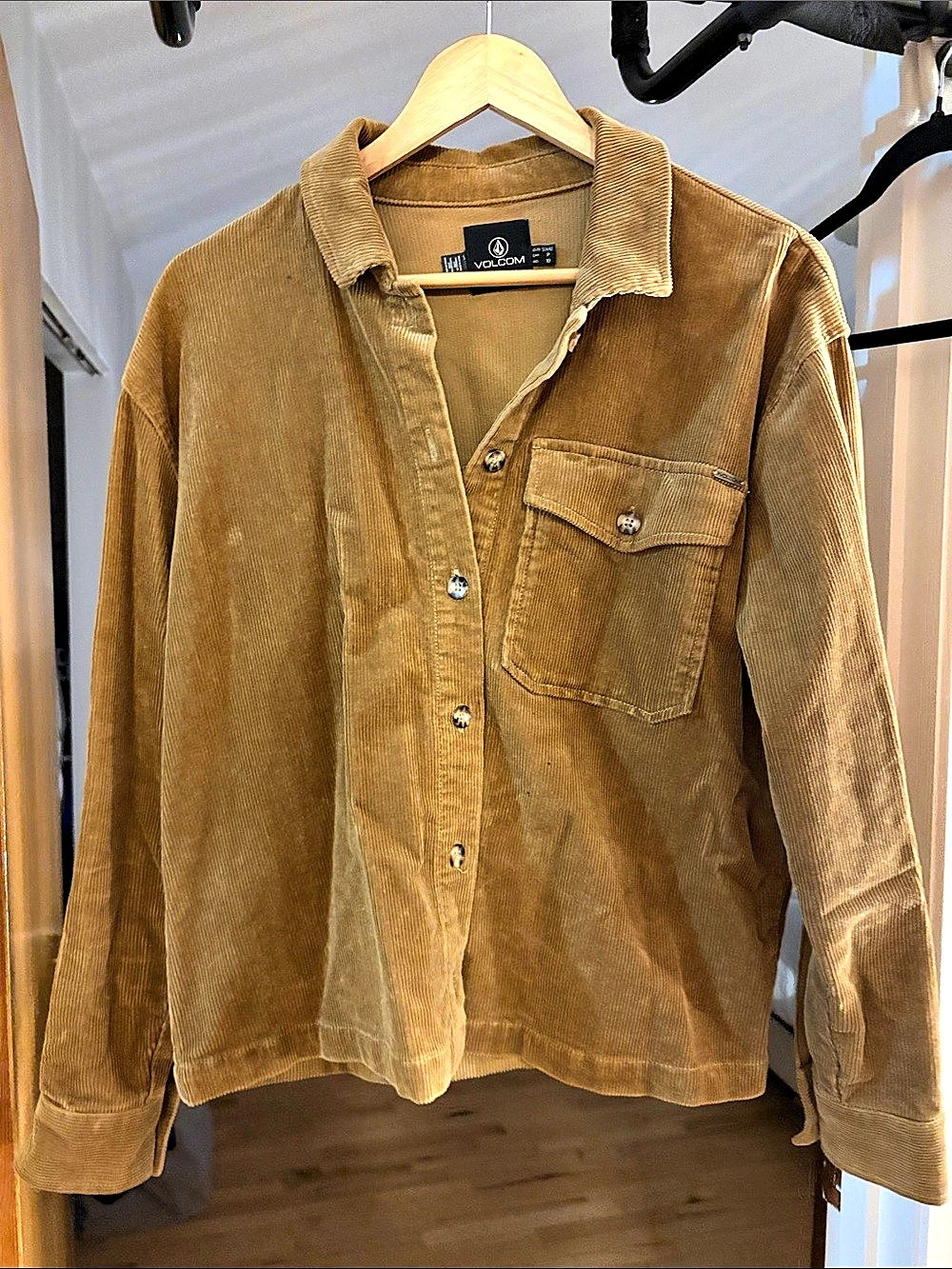 Volcom Power Cord Snap-Button Shacket Brown Size Medium